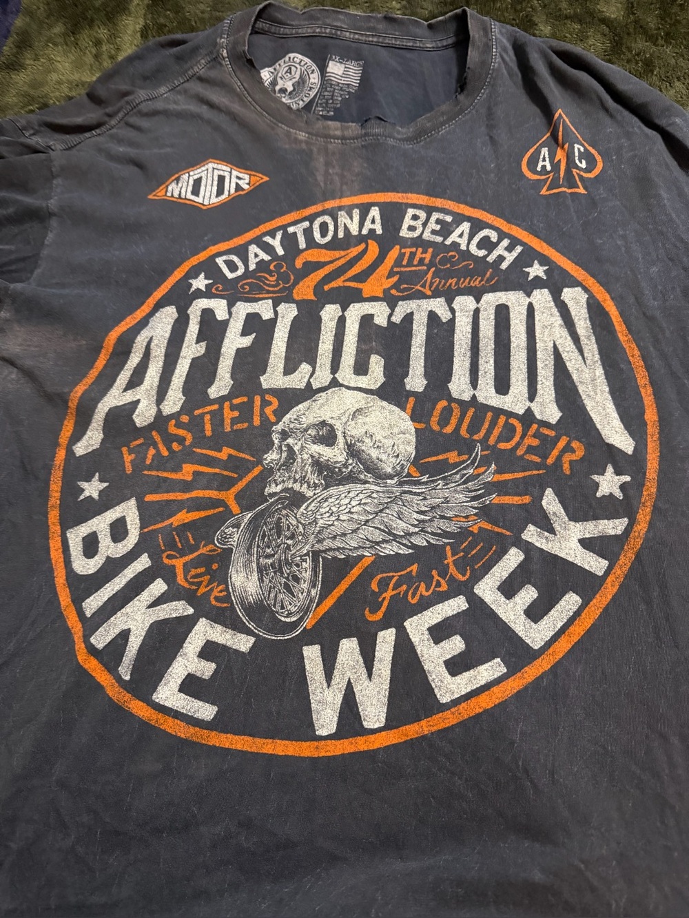 Affliction Daytona Beach Bike Week Graphic Tee - Black & Orange